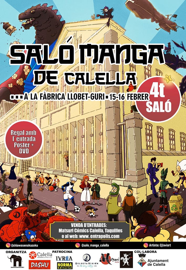 Cartel oficial del Salón del Manga de Calella 2025, celebrado en la Fábrica Llobet-Guri los días 15 y 16 de febrero